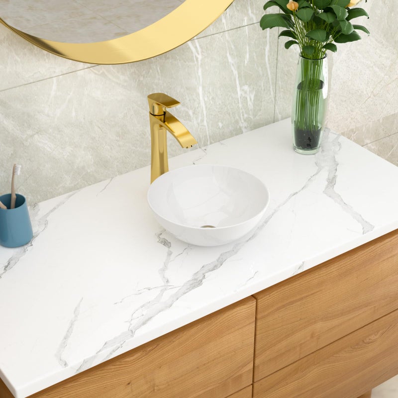 Lordear 13x13 Small Round Bathroom Vessel Sink Modern White Above Counter White Porcelain Ceramic Vessel Sink Art Basin Vanity Bowl Sinks - Image 2